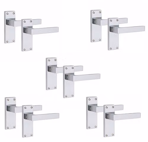 Golden Grace Victorian Delta Latch Door Handles in Polished Chrome, 5 Pairs