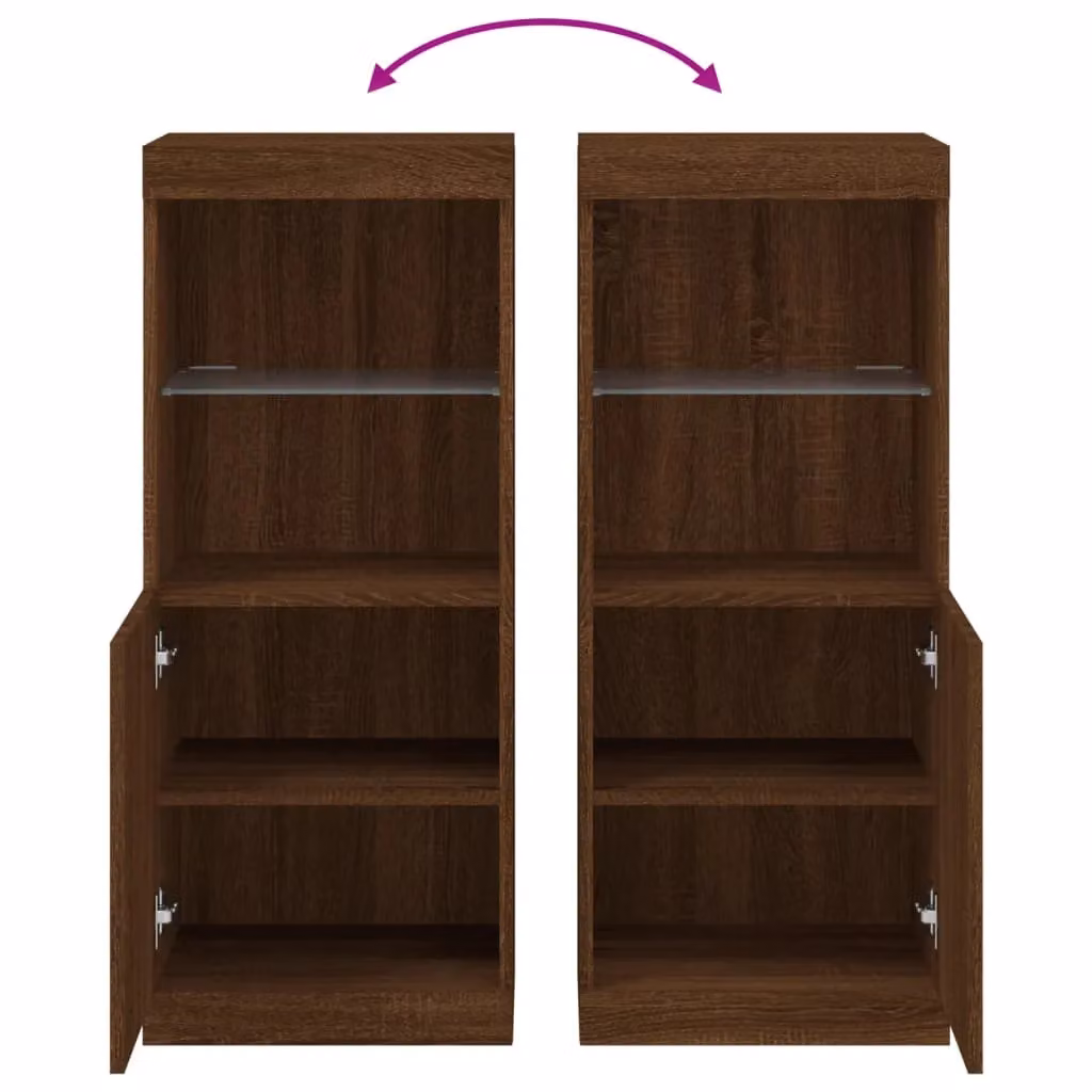 Berkfield Home Modern Oak Sideboard in Brown with Integrated LED Lights, W: 41 cm, D: 37 cm, H: 100 cm – 6
