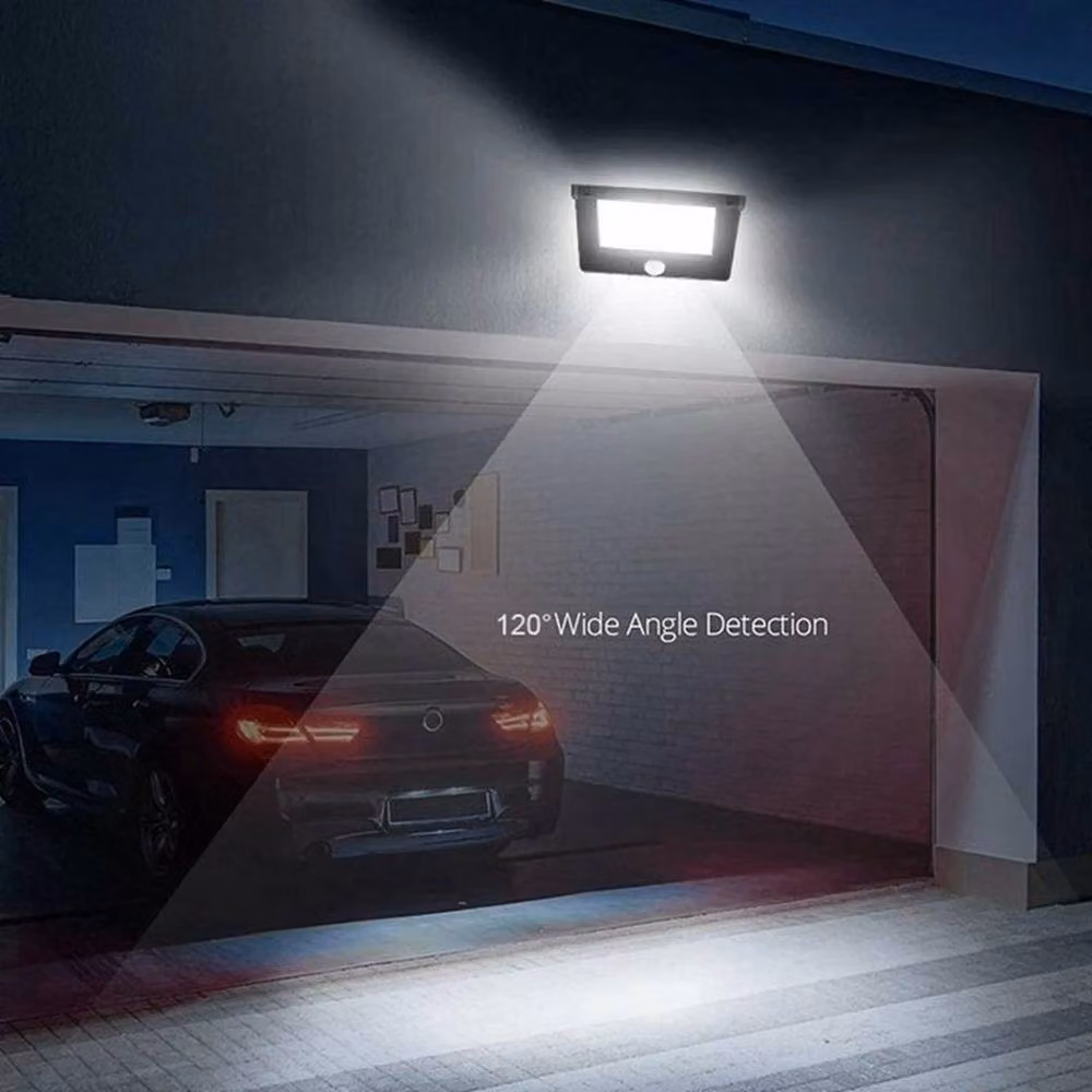 FLAVORA 4x 40 LED Solar Powered Outdoor PIR Motion Sensor Wall Light in Black – 6