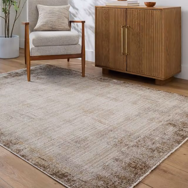 Livabliss Galey Alix Myrtle Avenue IV Abstract Modern Marble Fringe Living Room Rug in Brown, Cream, Green and Blue, W: 160 cm, D: 230 cm – 1
