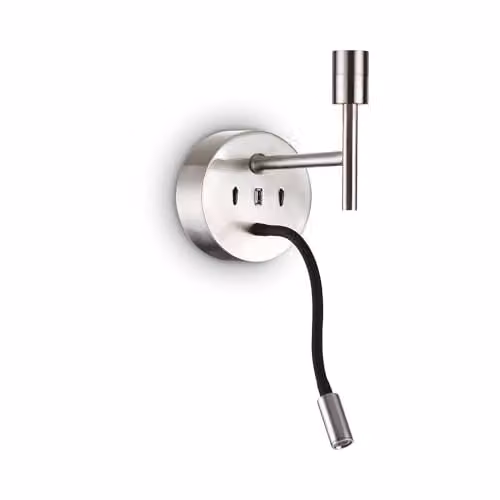 Netlighting Ideal Lux Set Up Wall Light and Reading Light in Grey with Chrome Finish, 3000K Warm White