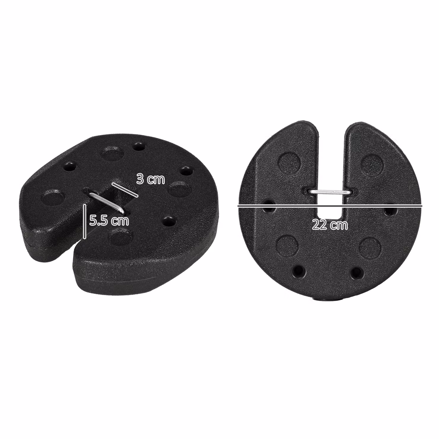 Outsunny Gazebo Leg Weight Set of 4, 12kg Black Weights with Reinforcement Pins and Carry Belt for Canopies, Marquees and Tents – 3