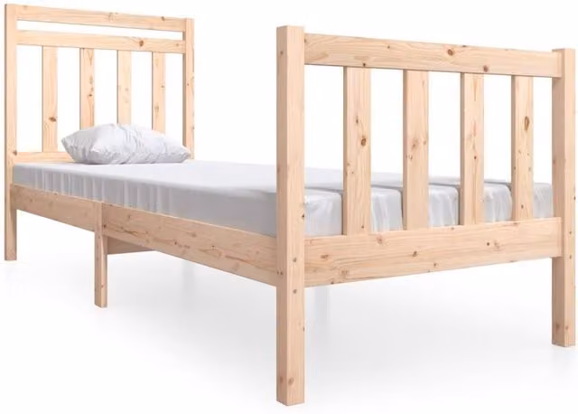 Berkfield Home Small Single Solid Wood Bed Frame in Natural Brown, W: 75 cm, L: 190 cm