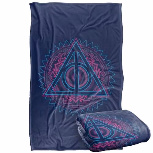 LOGOVISION Harry Potter Deathly Hallows Super Soft Fleece Throw Blanket, Multicolour, W: 91.44 cm x D: 91.44 cm x H: 147 cm