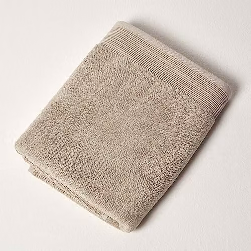 HOMESCAPES Taupe Egyptian Cotton Bath Towel, 700 GSM, W: 70 cm, L: 130 cm – 1