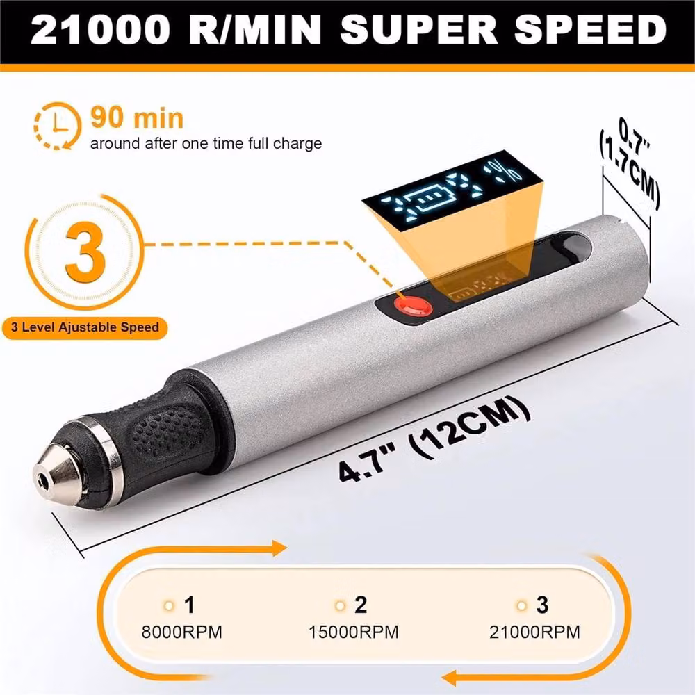 Nordara Cordless Electric Engraving Pen with 31 Bit Mini DIY Tool Set in Silver – 2