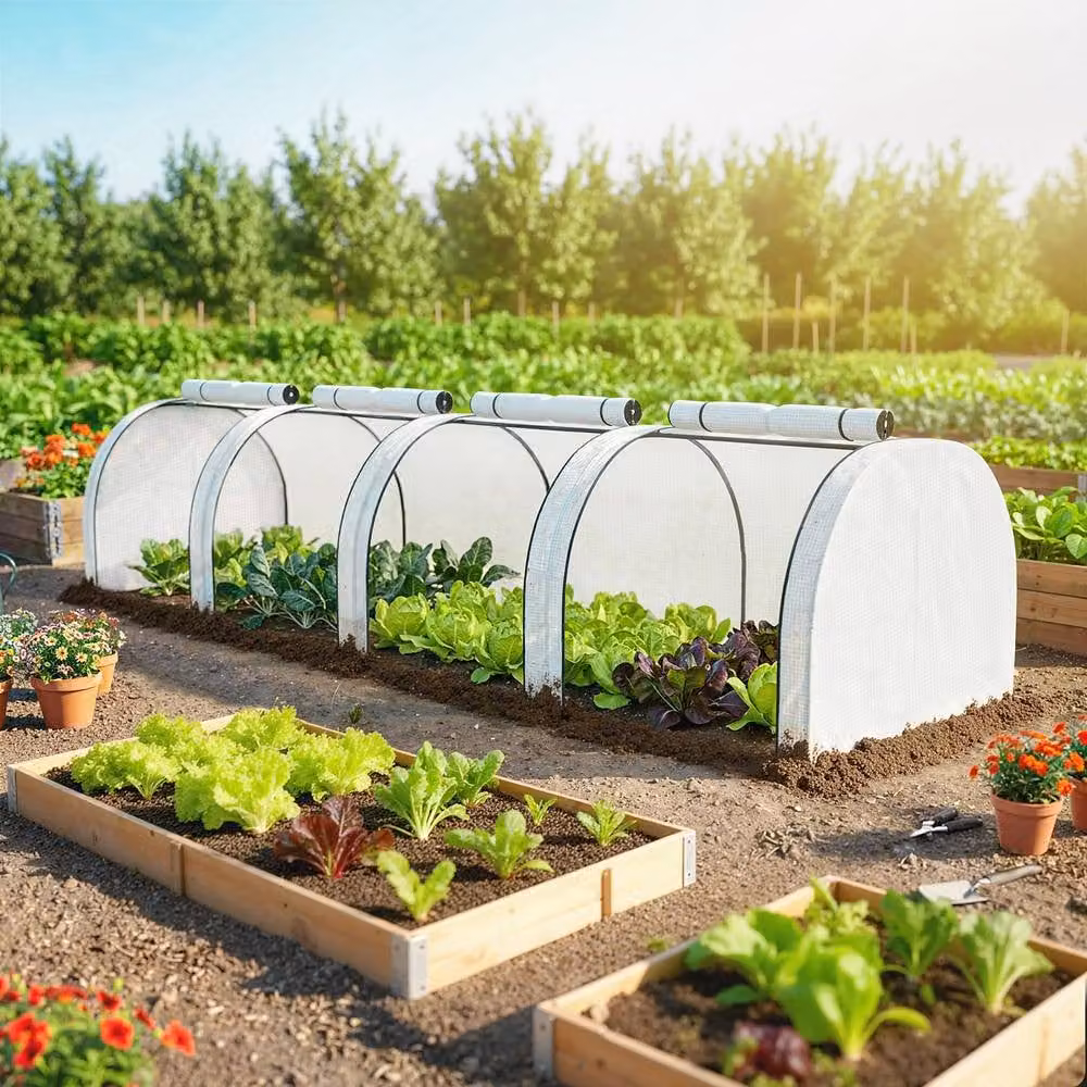 OUTSUNNY White Steel Frame Tunnel Greenhouse with Zipper Doors for Vegetable and Ornamental Gardens – 2