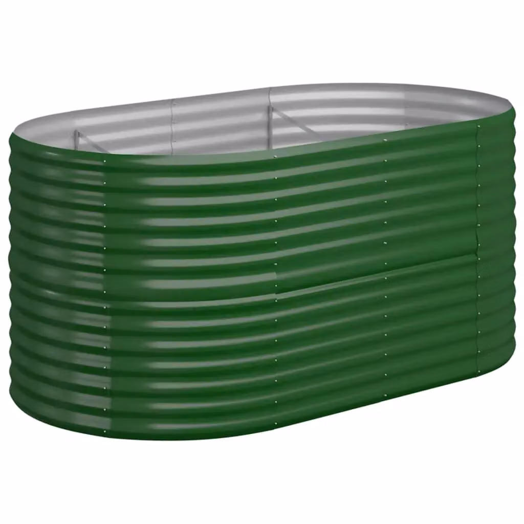 Berkfield Home Garden Green Powder-coated Steel Raised Bed W/D/H: 152 x 80 x 68 cm – 2