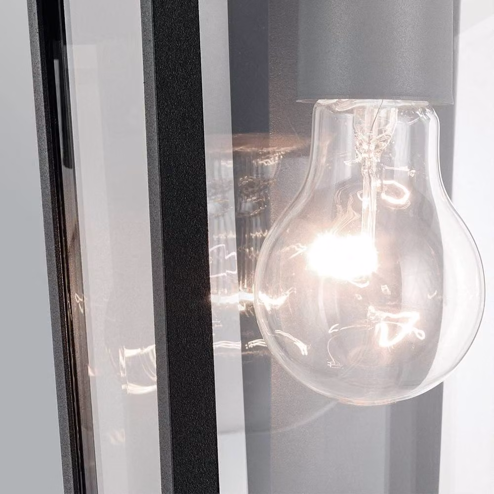 Netlighting Mathus Small Black Wall Lantern with Transparent Glass, IP44 Rated for Garden Use – 4