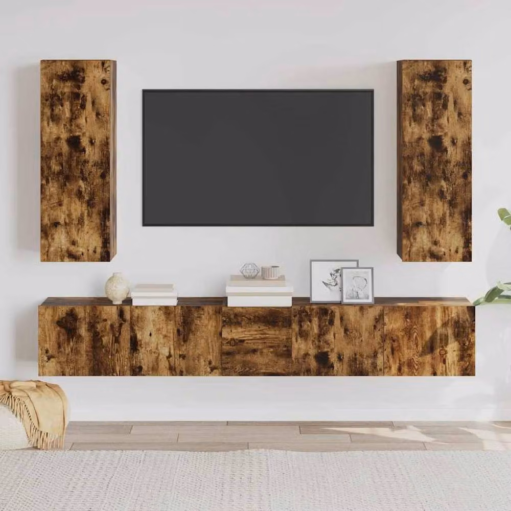 Berkfield Home Classic 5 Piece TV Cabinet Set in Smoked Oak Brown Engineered Wood – 2