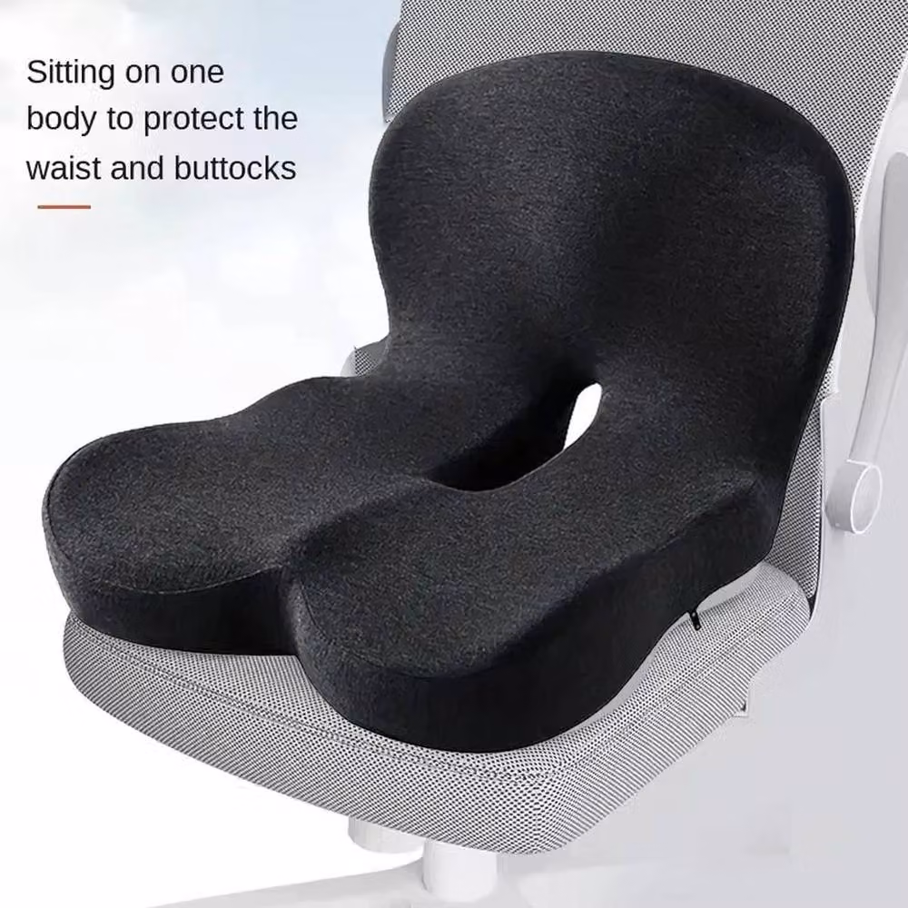NESTLUNE L-Shaped Memory Foam Seat Cushion and Back Support Pillow in Dark Grey, W/D/H: 100 x 190 cm – 3