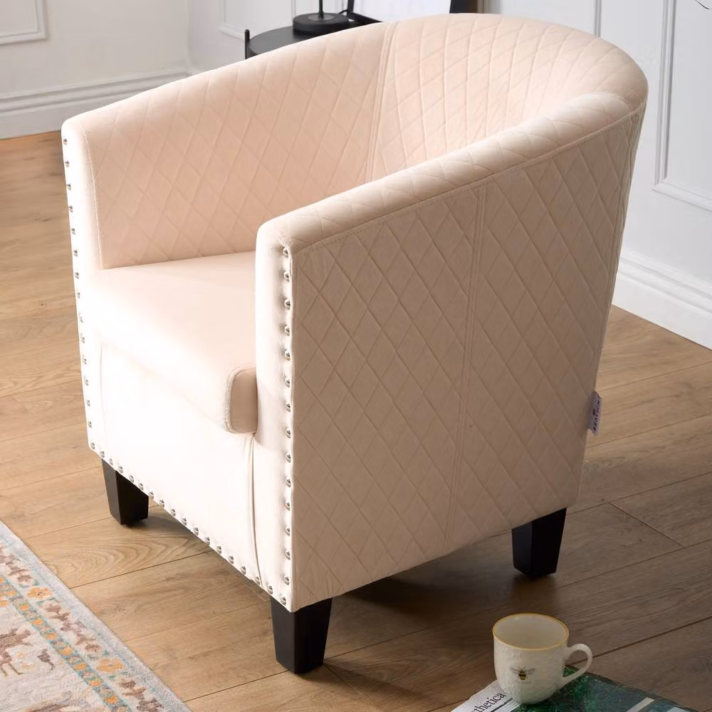 Bravich LTD Stilo Modern Tub Arm Chair in Beige Velvet – 2