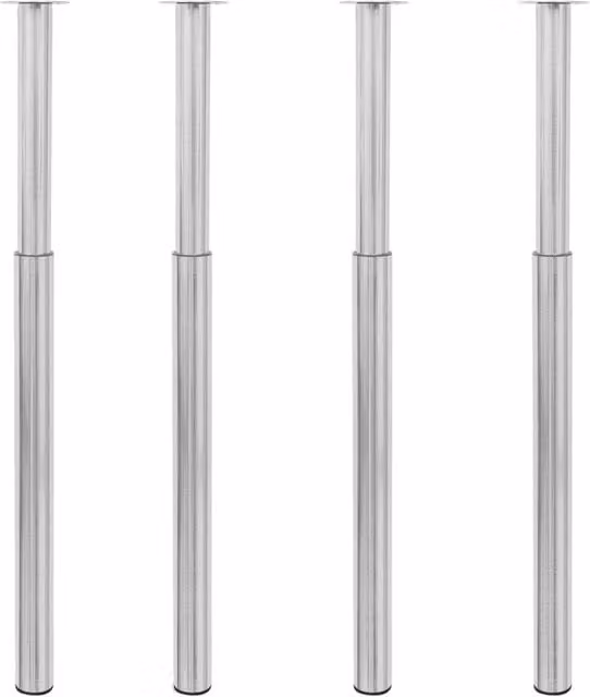 Berkfield Home Telescopic Table Legs, 4 Pieces, Silver Brushed Nickel