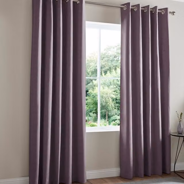 Simply Collection Blackout Satin Fabric Curtain Panel in Purple with Eyelets