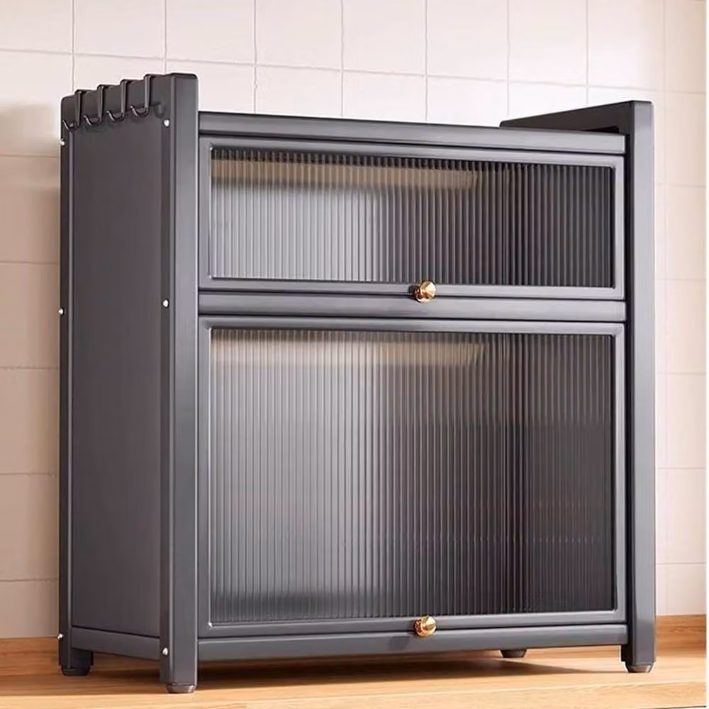 Ventryn Two Tier Spice Cabinet with Flip Top Drawers in Grey – 3