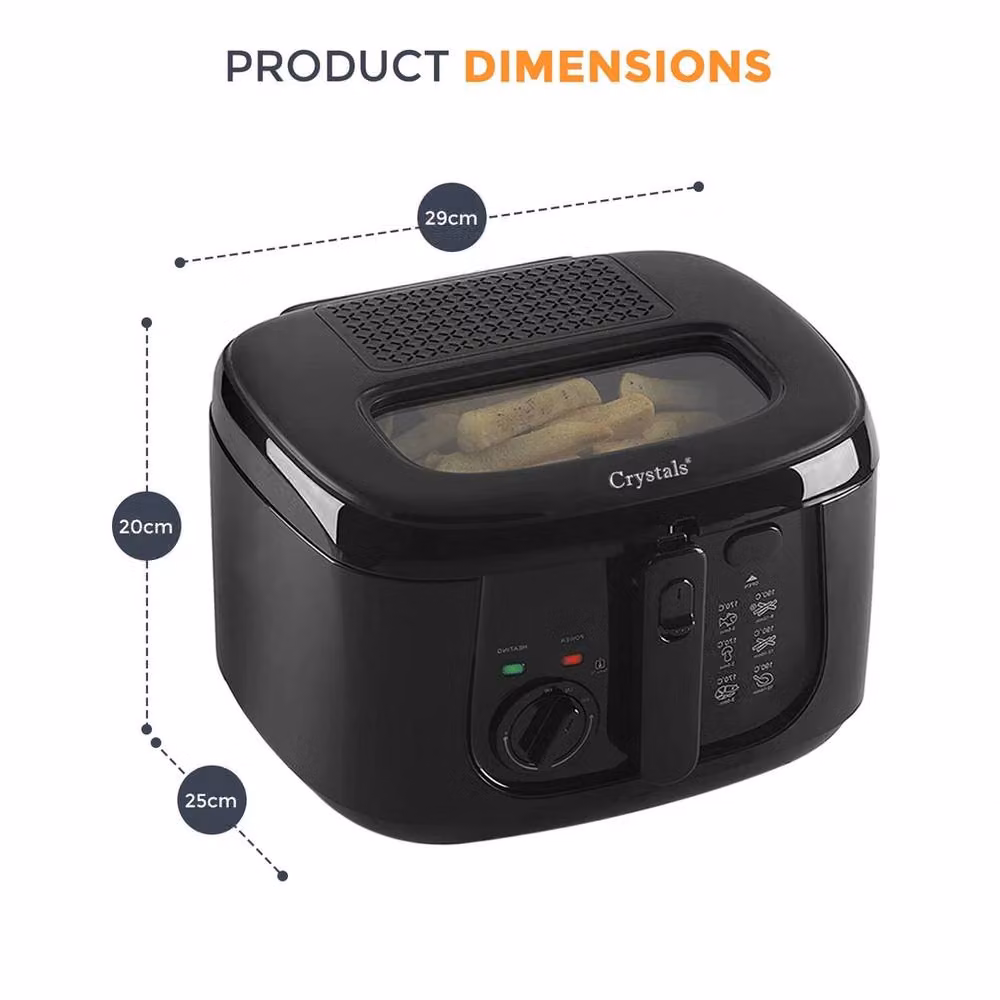 Kelvenix Black 2.5L Deep Fat Fryer with Non-Stick Coating – 2