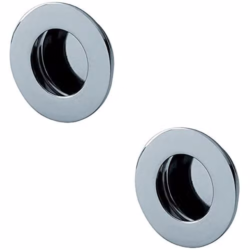 Loops 2 Pack Circular Low Profile Recessed Flush Pulls in Bright Polished Stainless Steel, 50mm Diameter – 1