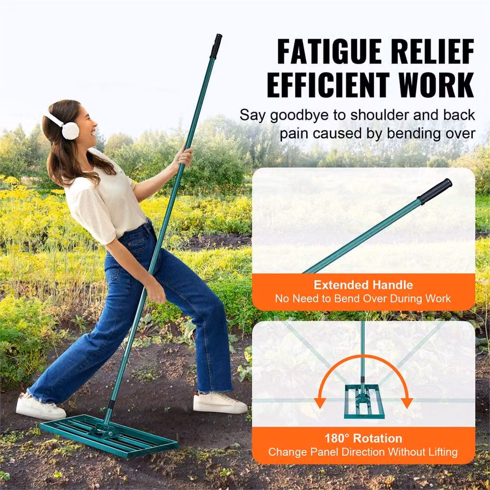 Kelvenix Lawn Leveling Rake with Steel Handle, Green, W: 91.44 cm, H: 198.12 cm – 4