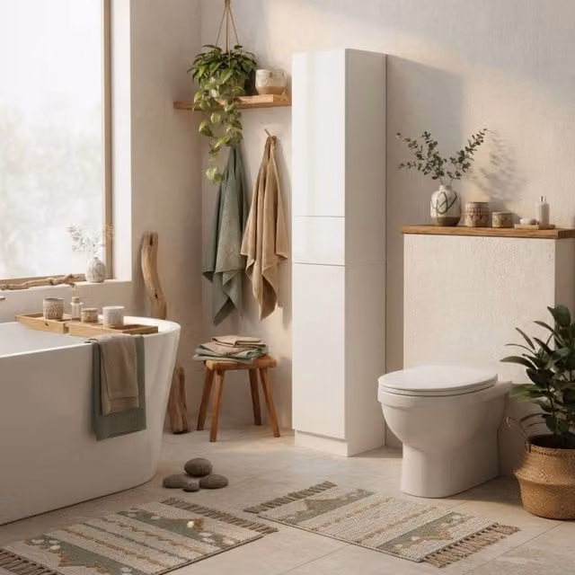 Wyld Haus Elluno High Gloss White Tall Bathroom Storage Cabinet, H 170 x W 30 x D 28 cm – 1