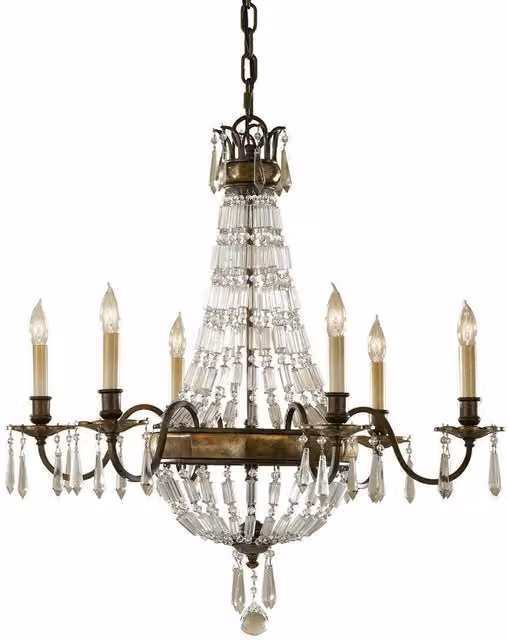 Loops 6 Bulb Crystal and Metal Chandelier in Oxidised Bronze with Multicolour Accents, E14 60W LED Compatible – 1