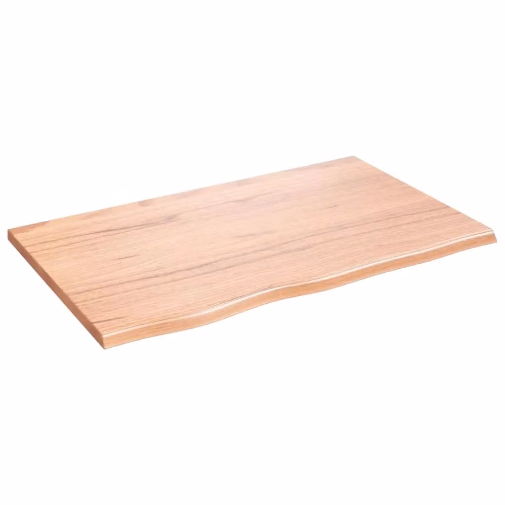 Berkfield Home Table Top Light Brown Treated Solid Wood Oak W: 80 cm, D: 50 cm, H: 2 cm