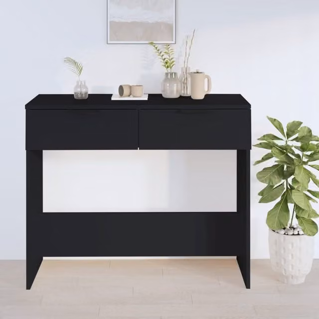 Berkfield Home Modern Black Console Table in Engineered Wood, W/D/H: 90 x 36 x 75 cm