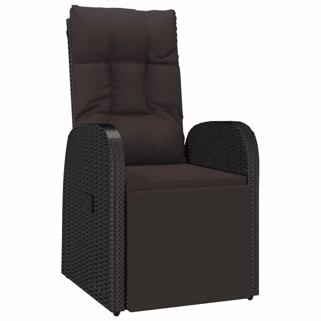 Berkfield Home Reclining Garden Chair with Cushions in Black Poly Rattan – 2