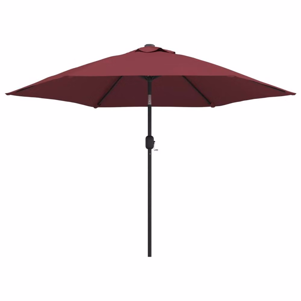 Berkfield Home Outdoor Parasol with LED Lights and Steel Pole, Bordeaux Red, Diameter: 300 cm – 2
