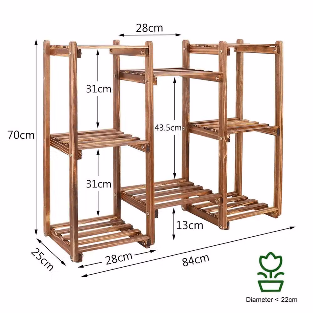 Kelvenix Brown Rustic Pine Wood Multiple Plant Stand for Indoor and Outdoor Use – 2