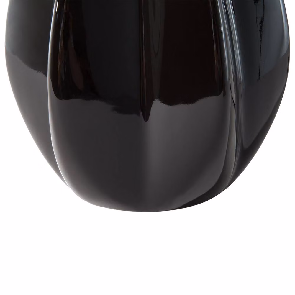 Wyld and Coco Glamour Black Ceramic Table Lamp with Fabric Drum Shade, Height: 60 cm – 5