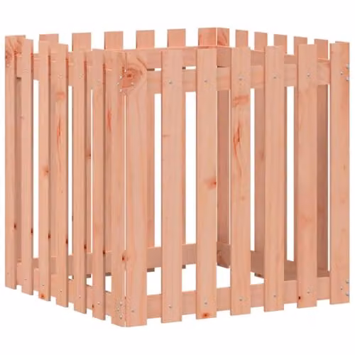 vidaXL Garden Planter with Fence Design in Brown Solid Wood, W/D/H: 70 x 70 x 70 cm