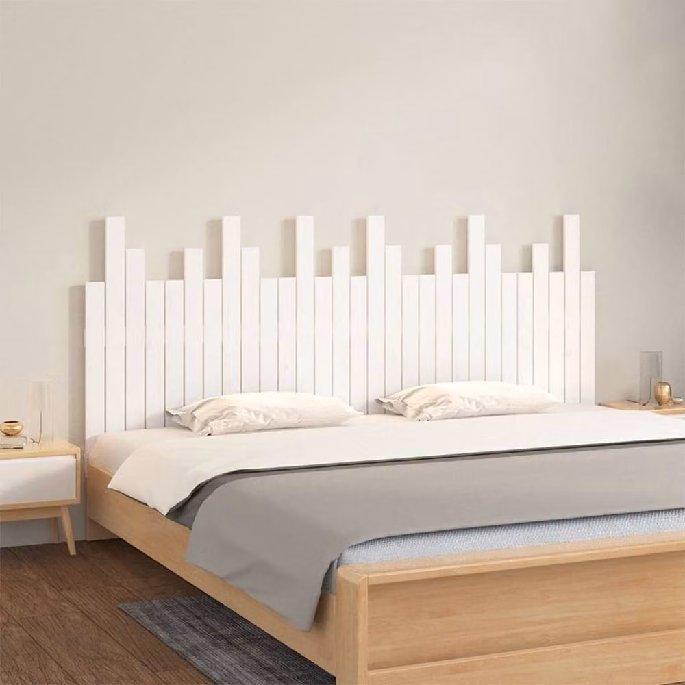 Berkfield Home White Rustic Solid Wood Pine Wall Mount Headboard W/D/H: 185 x 3 x 80 cm – 2