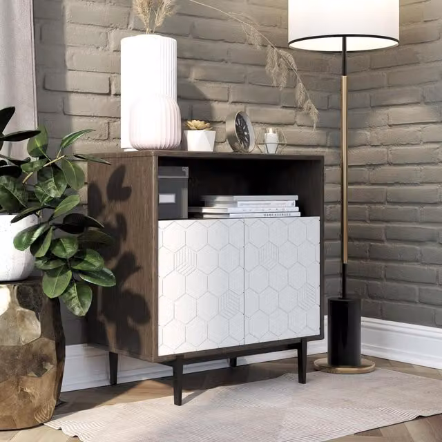 Bari Modern Geometric Sideboard in Grey
