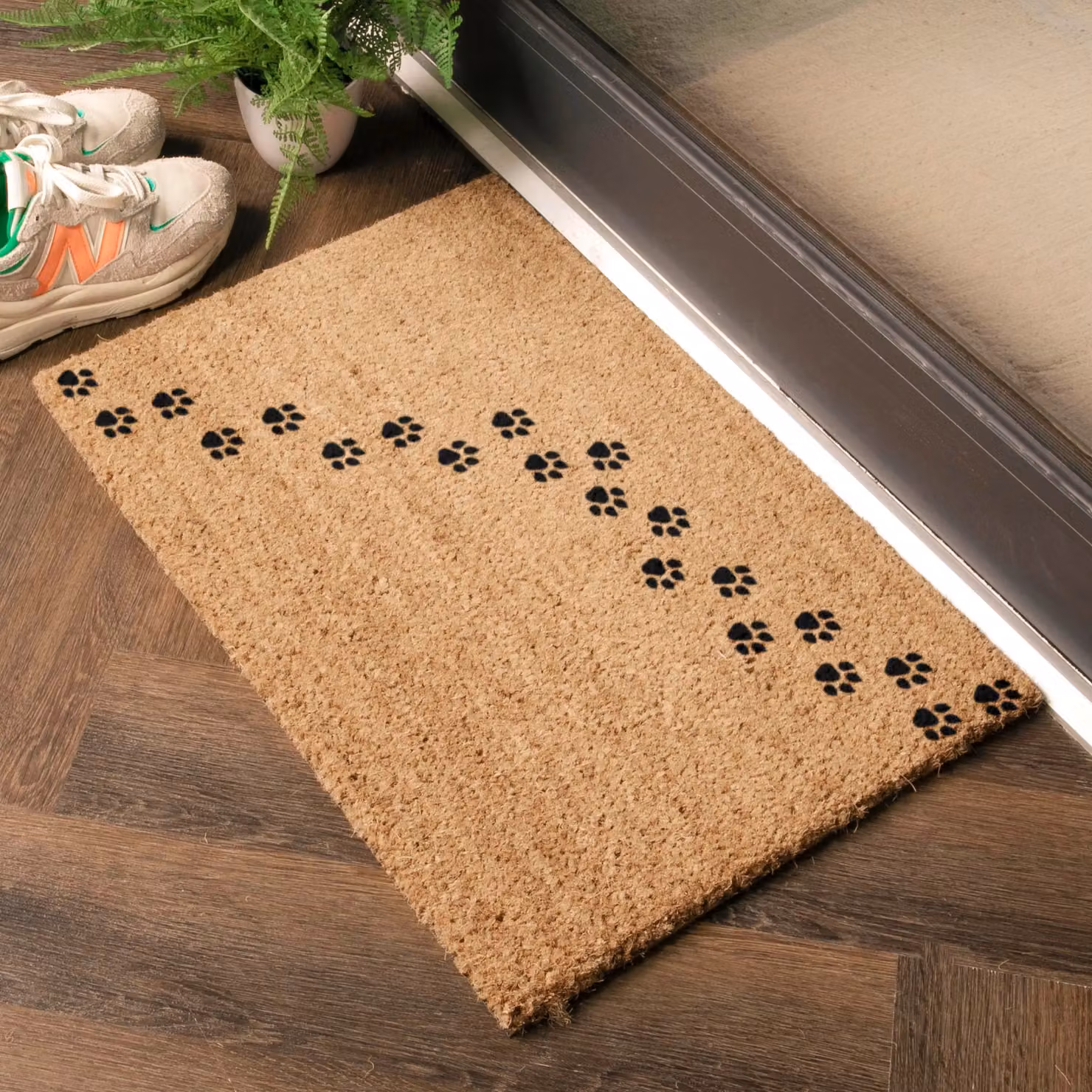 Artsy Mats Repeat Paw Prints Pattern Doormat in Black and Multicolour, W/D: 60 x 40 cm – 2