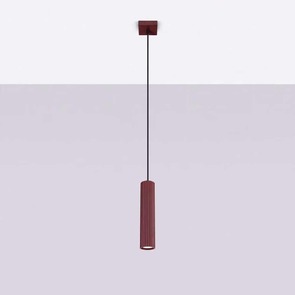 Sollux Lighting minimalist cylinder pendant lamp in red, W/D/H: 118 x 8 x 8 cm – 2