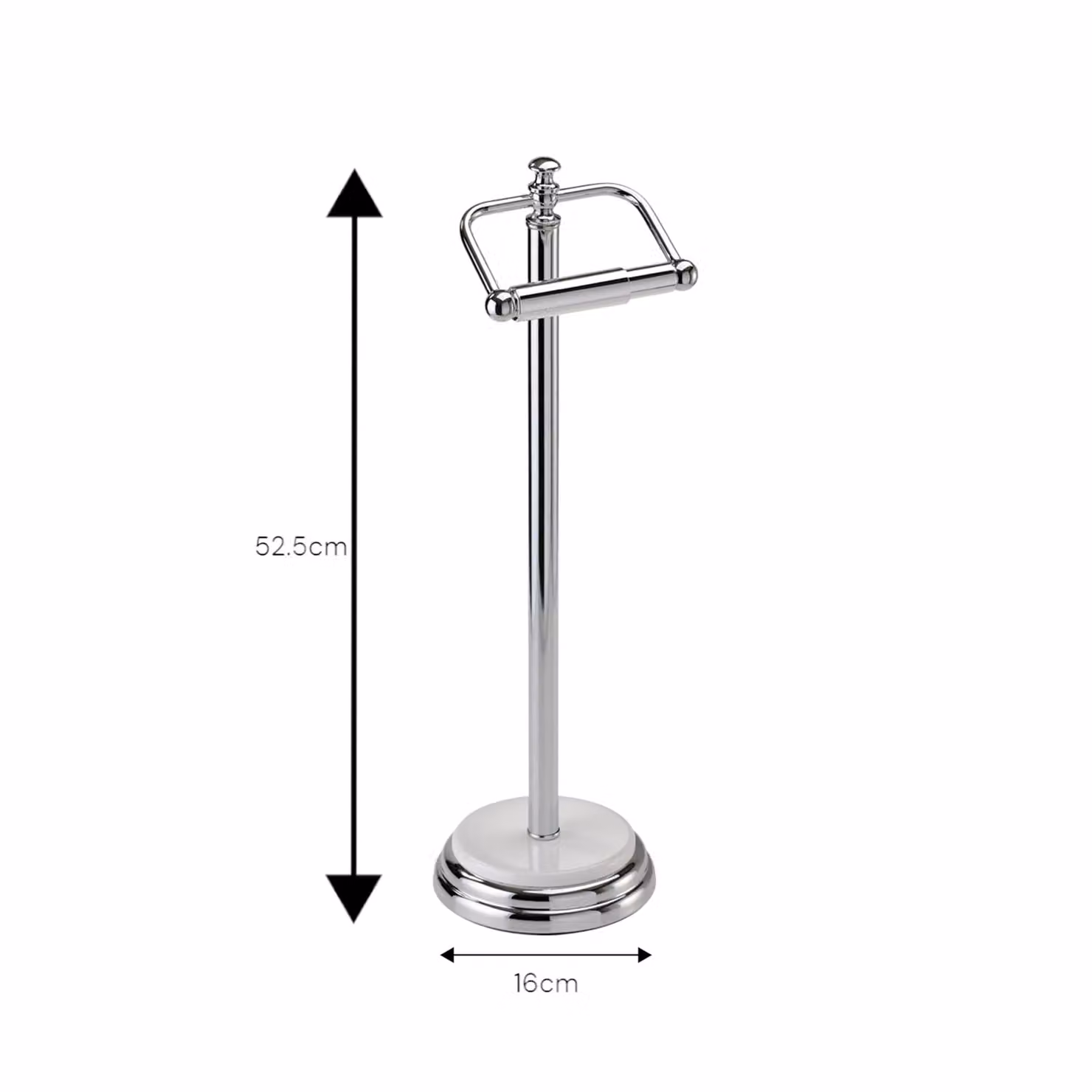 Showerdrape Opera Freestanding Toilet Roll Holder in White and Silver – 2