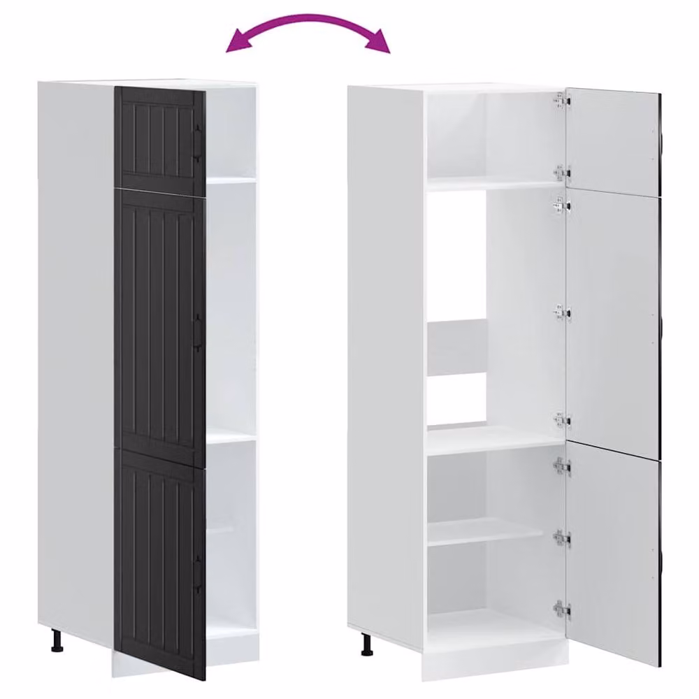 Berkfield Home Lucca Black Kitchen Cupboard in Engineered Wood W/D/H: 60 x 20 x 207 cm – 4