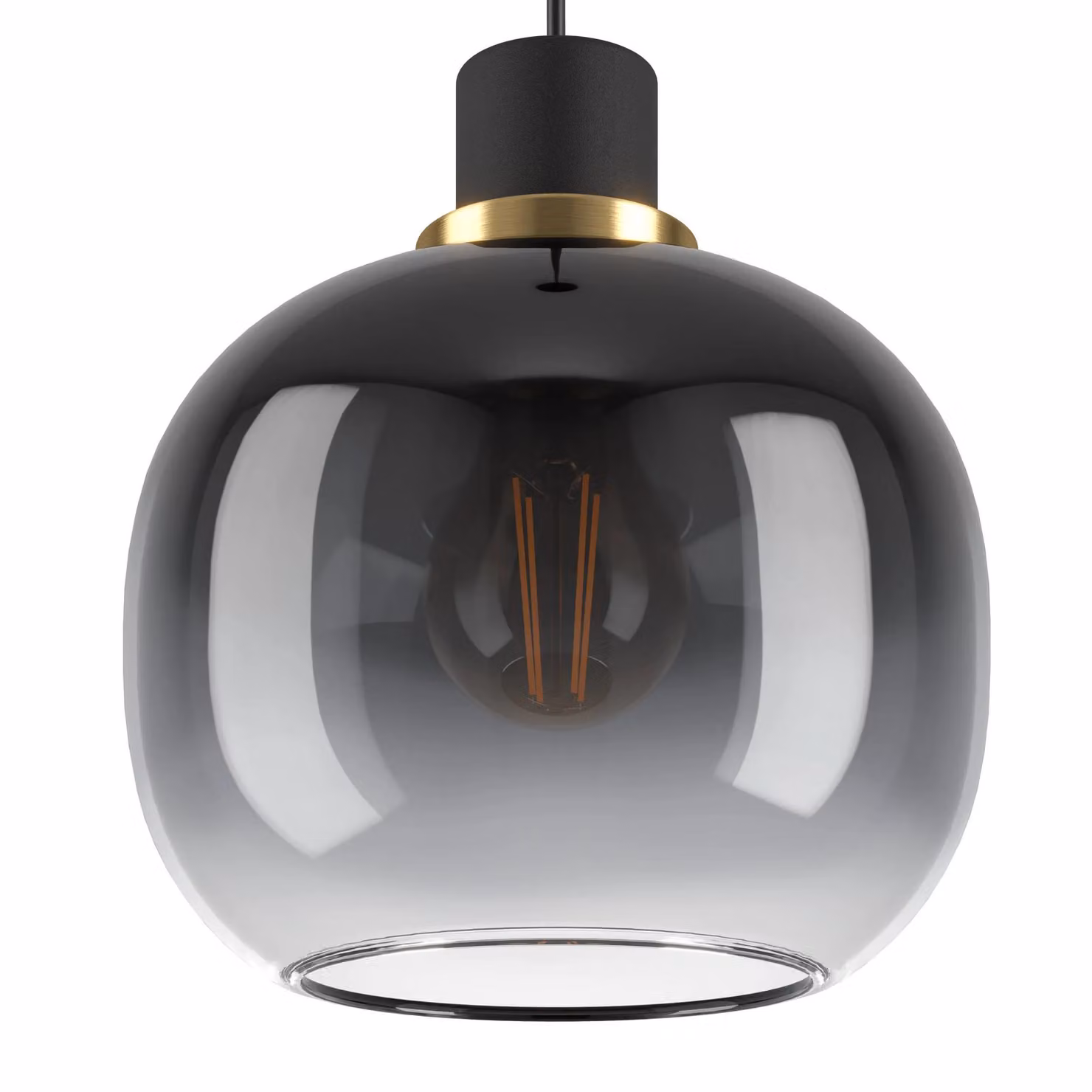Eglo Oilella Linear Pendant Light in Black and Grey Glass with Brass Metal Details – 3