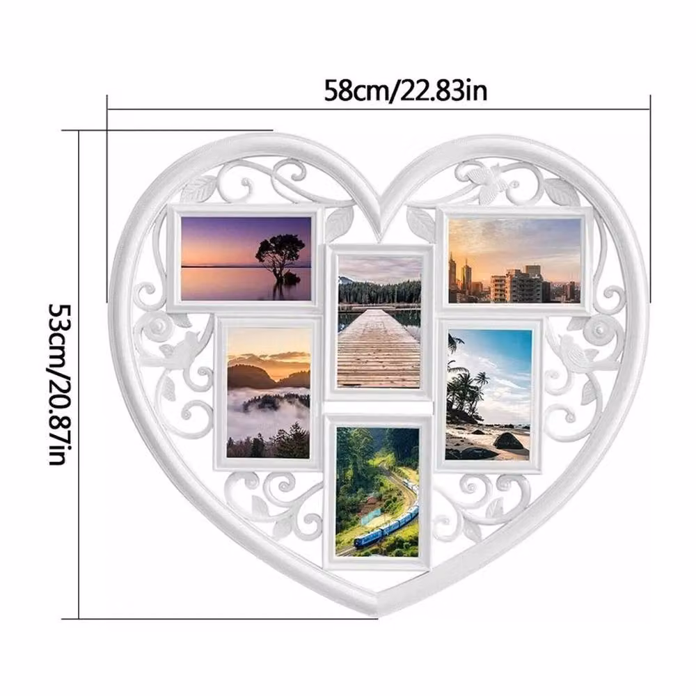 FORGEVIO White Heart Multi Aperture Tabletop Frame with 6 Openings – 2