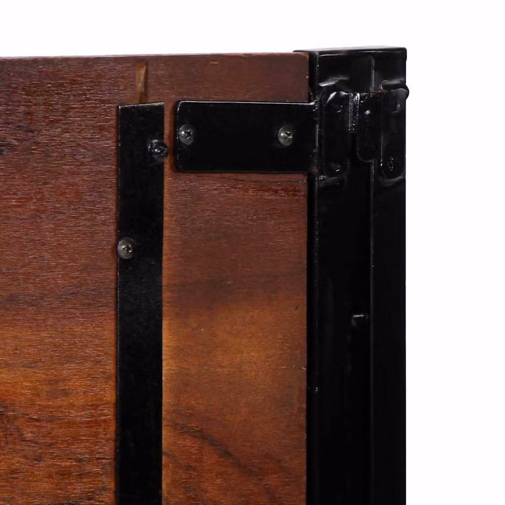 Berkfield Home Industrial Headboard in Brown Reclaimed Wood and Iron, Width: 140 cm – 4