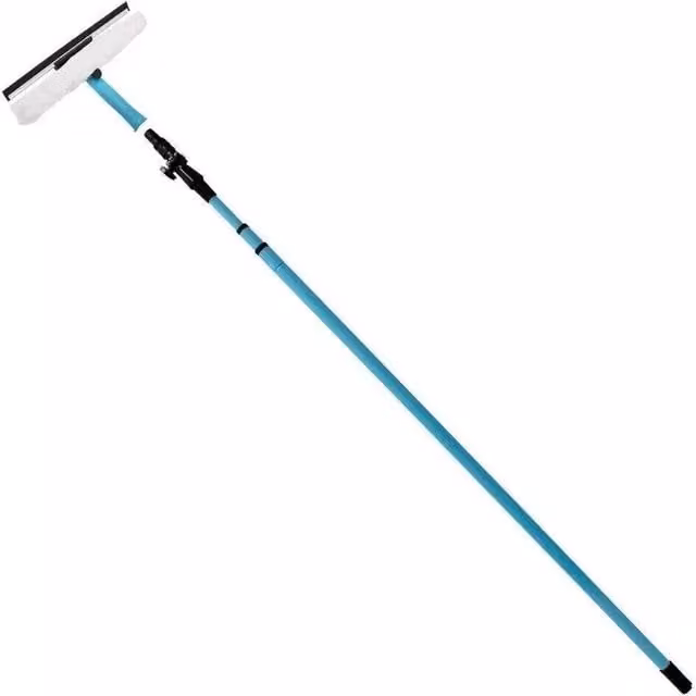 VOGREX 11.5ft Extendable Telescopic Window Cleaner Kit with Squeegee and Microfibre Cloth in Blue