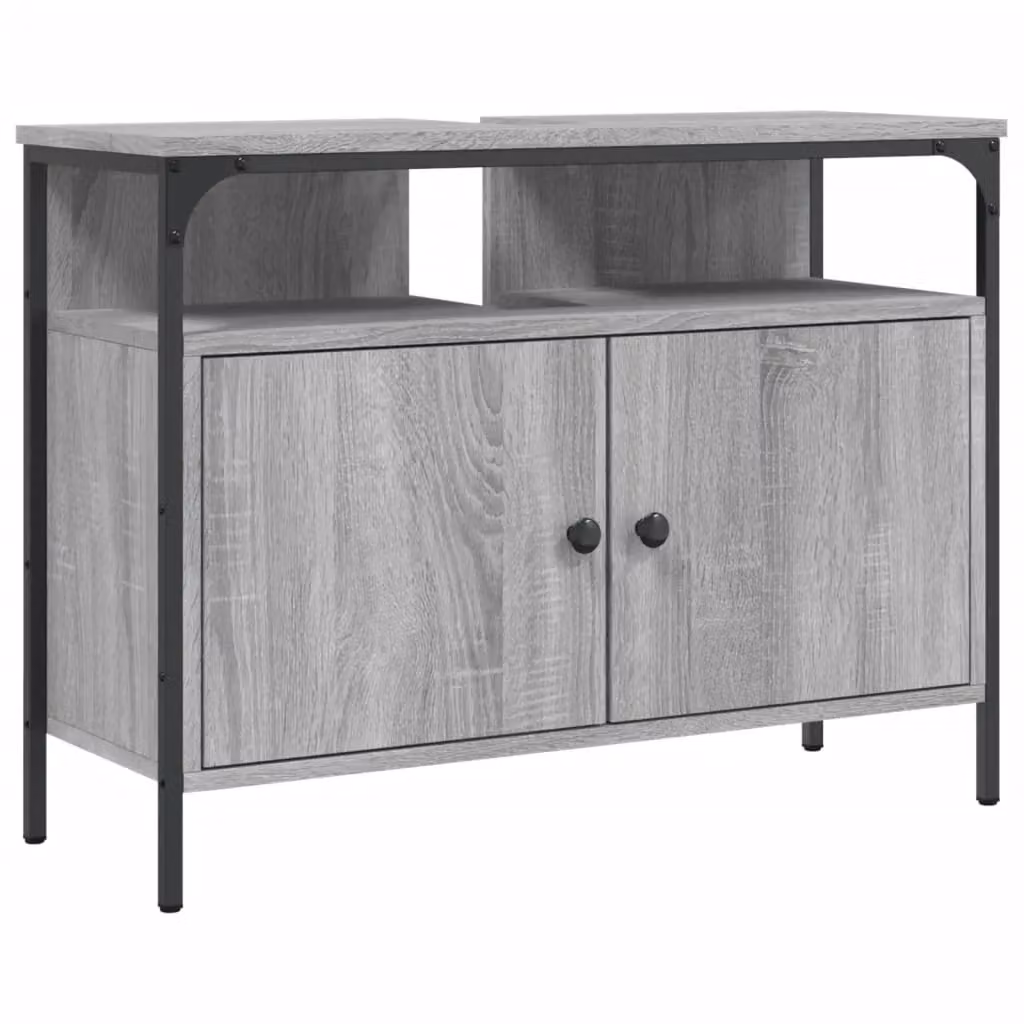 Berkfield Home Grey Sonoma Wall Mounted Bathroom Sink Cabinet W: 80 cm, D: 30 cm, H: 60 cm – 2