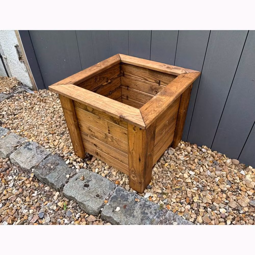 Charles Taylor Multi Pack of 2 Square Large Wooden Planter Tubs in Light Brown – 2