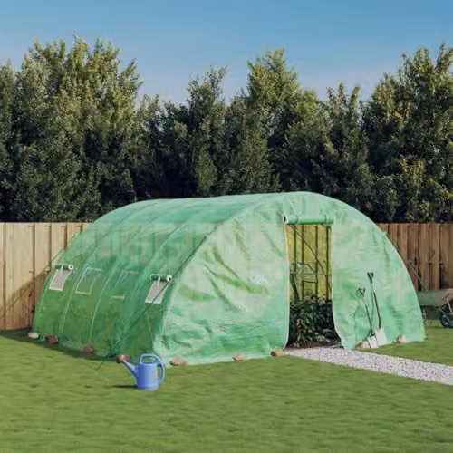 vidaXL Greenhouse with Steel Frame in Green, 20 m², W: 5 m, D: 4 m, H: 2.3 m – 2
