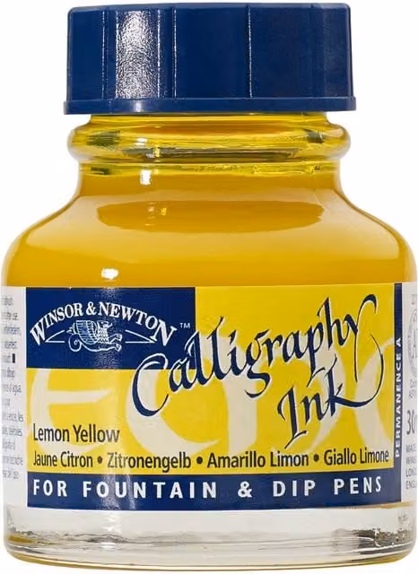 Winsor & Newton Calligraphy Ink Bottle, 30 ml, Yellow – 1