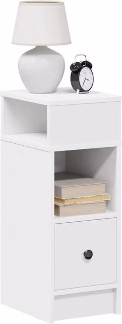 Berkfield Home Bedside Cabinet with Drawer, White, W/D/H: 25 x 31 x 66 cm