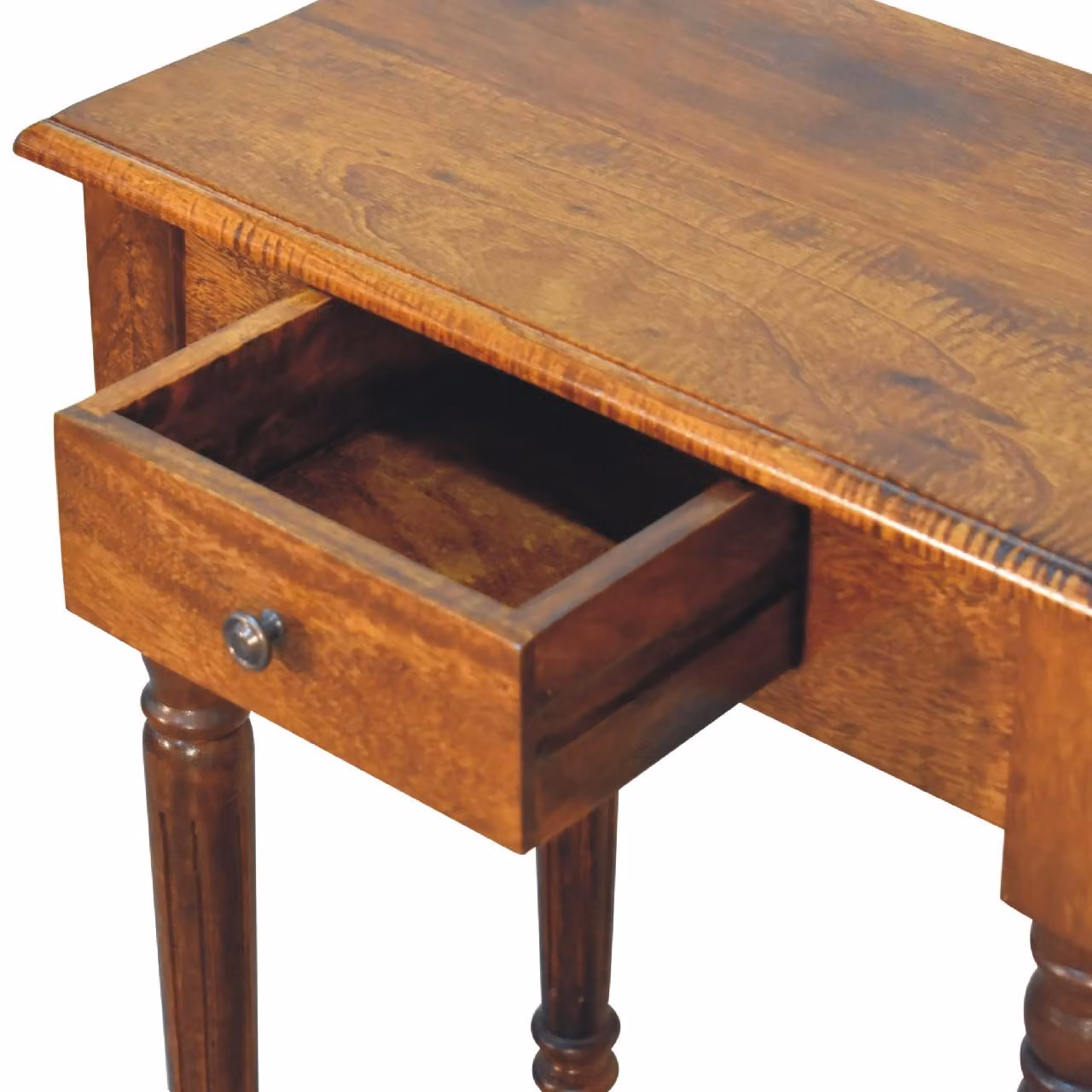 Aosom UK Solid Mango Wood Writing Desk with Drawer, Dark Brown, W/D/H: 60 x 35 x 78 cm – 3