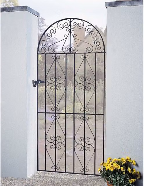 Burbage Iron Craft Stirling Scroll Tall Bow Top Single Gate in Black, W: 122.0 cm, H: 198.0 cm