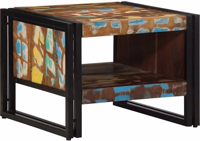 Berkfield Home Multicolour Reclaimed Solid Wood Coffee Table W/D/H: 50 x 50 x 38 cm