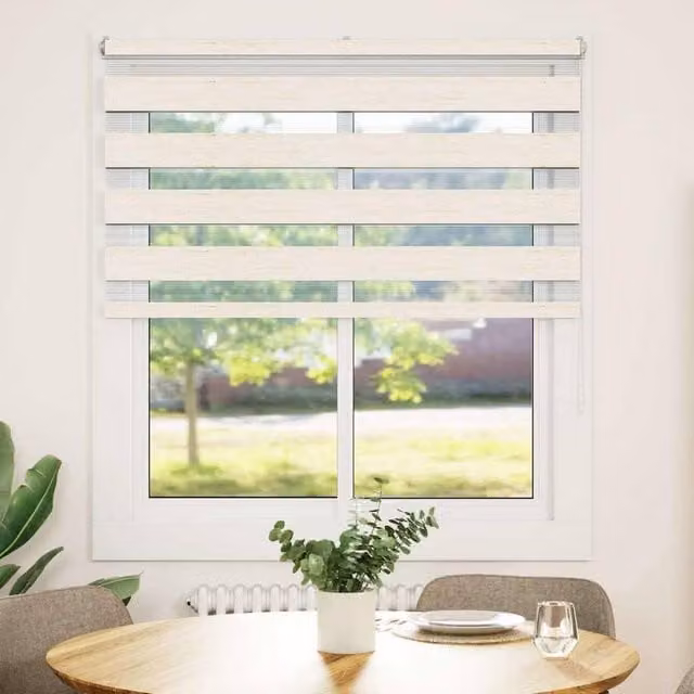 Berkfield Home Zebra Day and Night Blind in Marble Beige Polyester, W: 130 cm, H: 150 cm